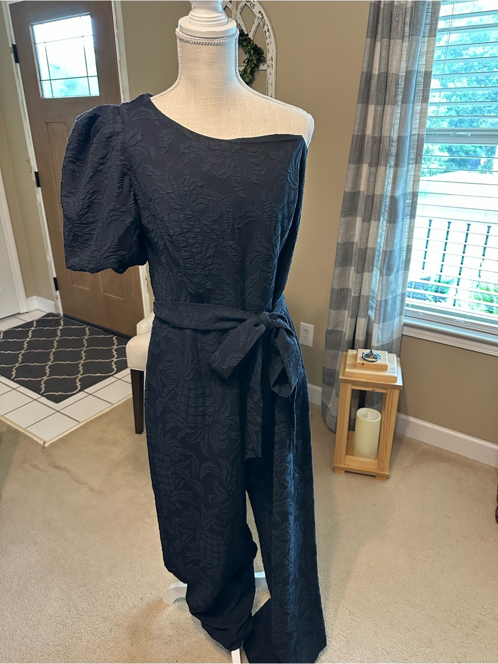 Lilly Pulitzer Brialyn One-Shoulder pant suit Floral Tie Waist size 14.